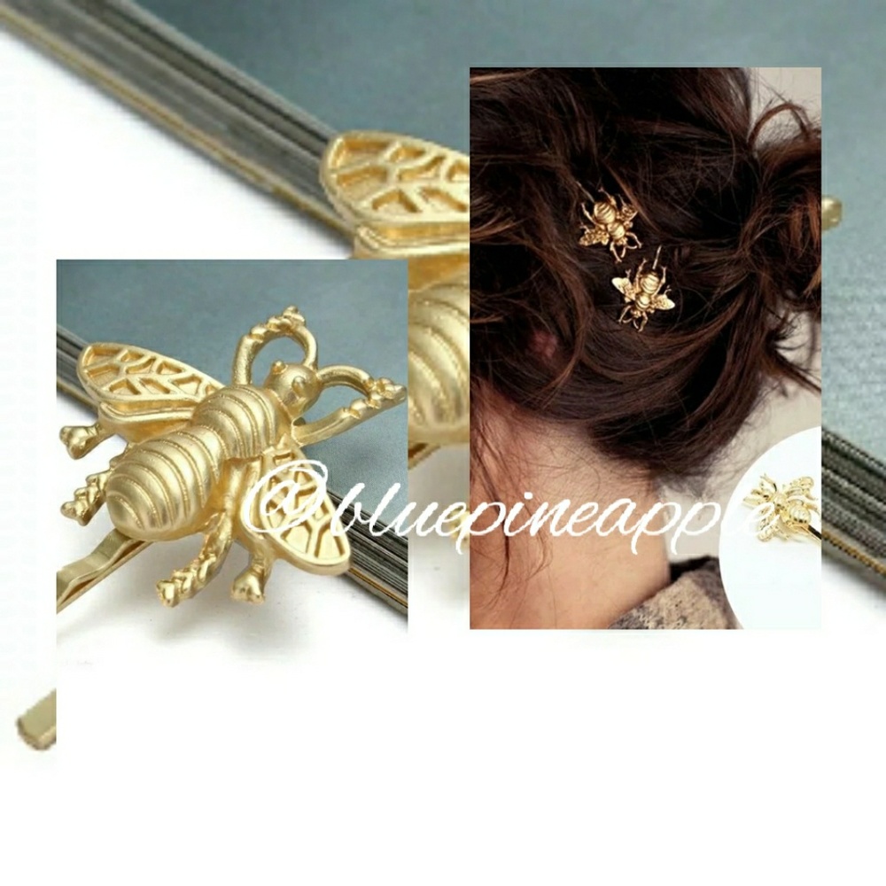2x Bumble Bee Golden Bobbi Pin
